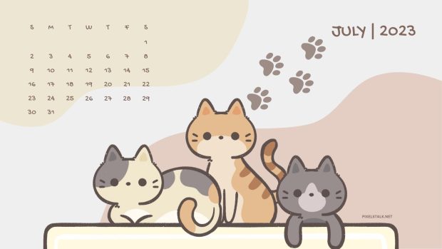 Cute Color July 2023 Calendar Wallpaper HD.