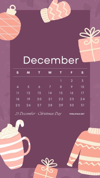 Cute December 2022 Calendar Phone Wallpaper HD.
