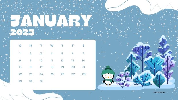 Cute January Calendar 2023 Background.