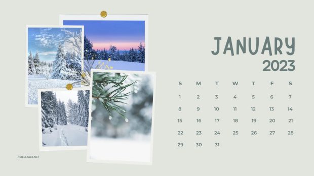 Cute January Calendar 2023 Wallpaper HD.