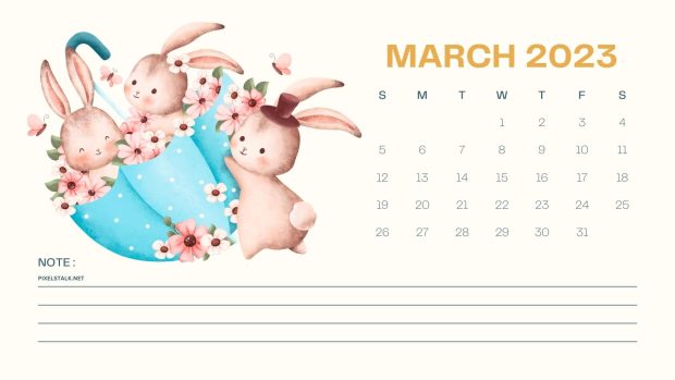Cute March 2023 Calendar Background.