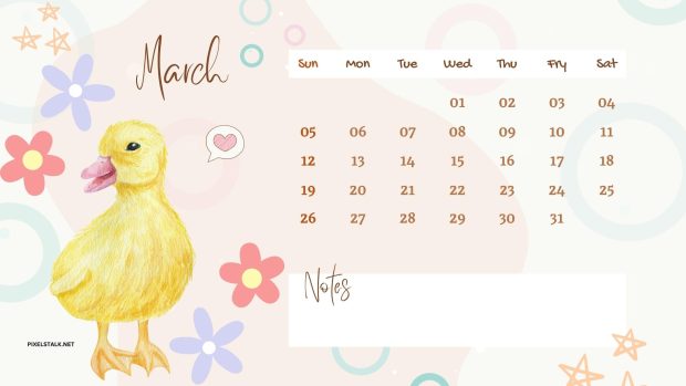 Cute March 2023 Calendar Wallpaper HD.