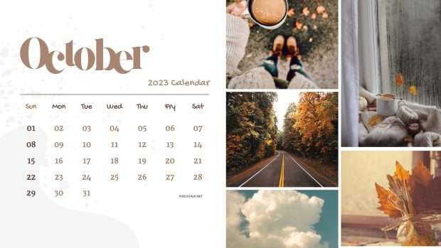 Cute October 2023 Calendar Wallpaper HD.