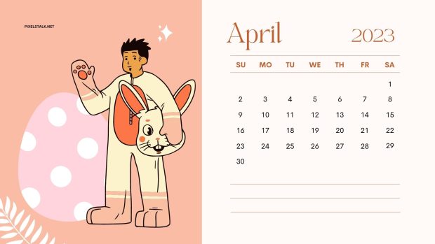 Easter April 2023 Calendar Backgrounds.