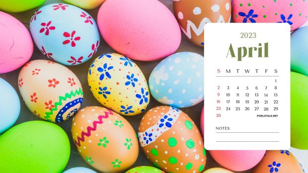 Easter April 2023 Calendar Wallpaper HD.