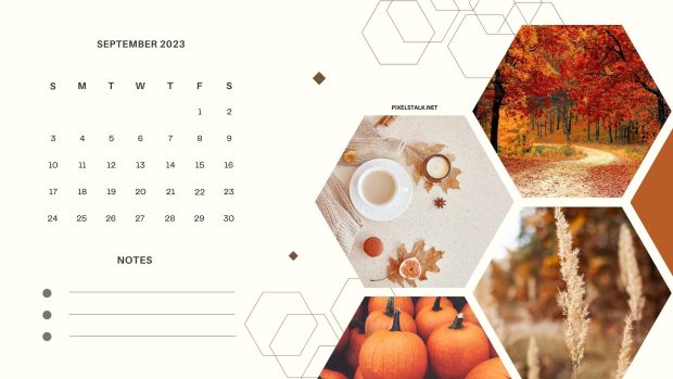 Fall September 2023 Calendar Backgrounds.