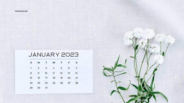 Flower January Calendar 2023 Wallpaper HD.