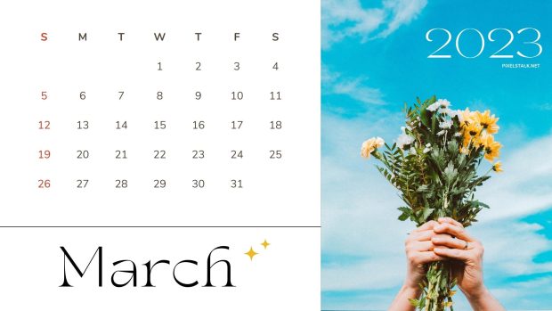Flower March 2023 Calendar Background HD.