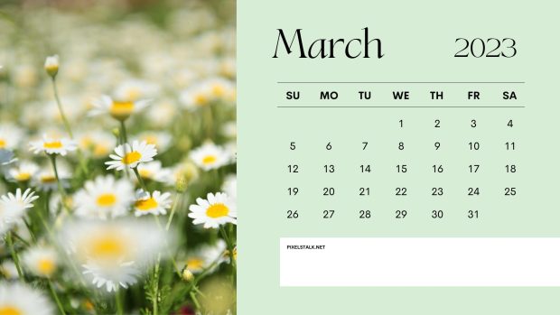 Flower March 2023 Calendar Wallpaper Desktop.