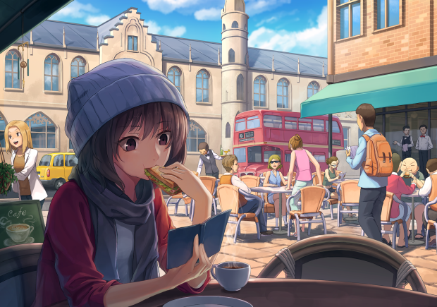 Free download Anime Cafe Background HD.