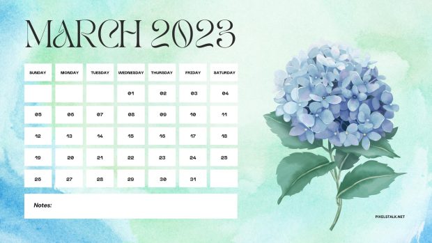Free download March 2023 Calendar Image.