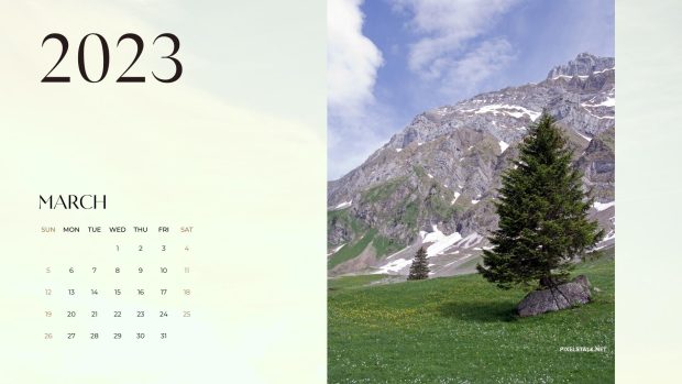 Free download March 2023 Calendar Wallpaper.