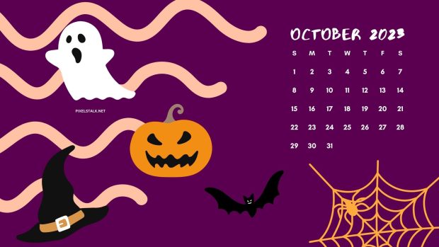 Free download October 2023 Calendar Wallpaper HD.