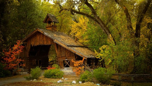 HD Wallpaper Log Cabin.