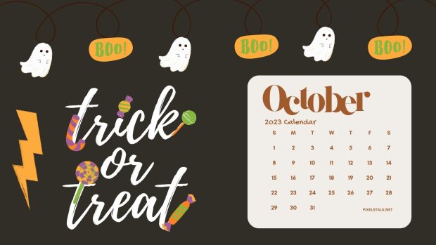 Halloween October 2023 Calendar Background.