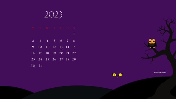 Halloween October 2023 Calendar Desktop Wallpaper (1).