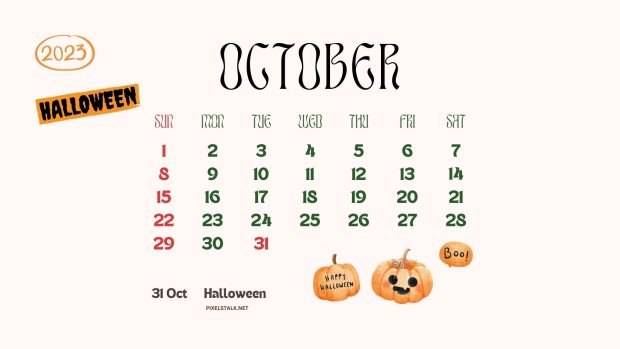 Halloween October 2023 Calendar Desktop Wallpaper (2).