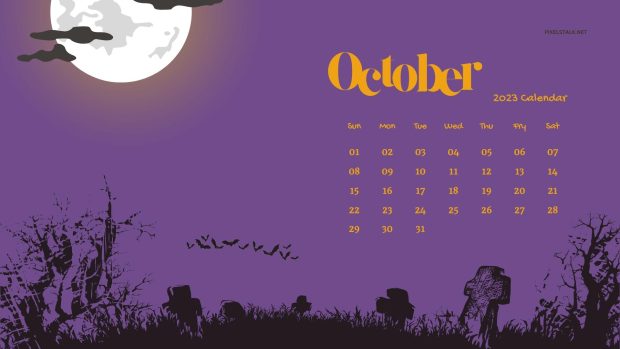 Halloween October 2023 Calendar Wallpaper.
