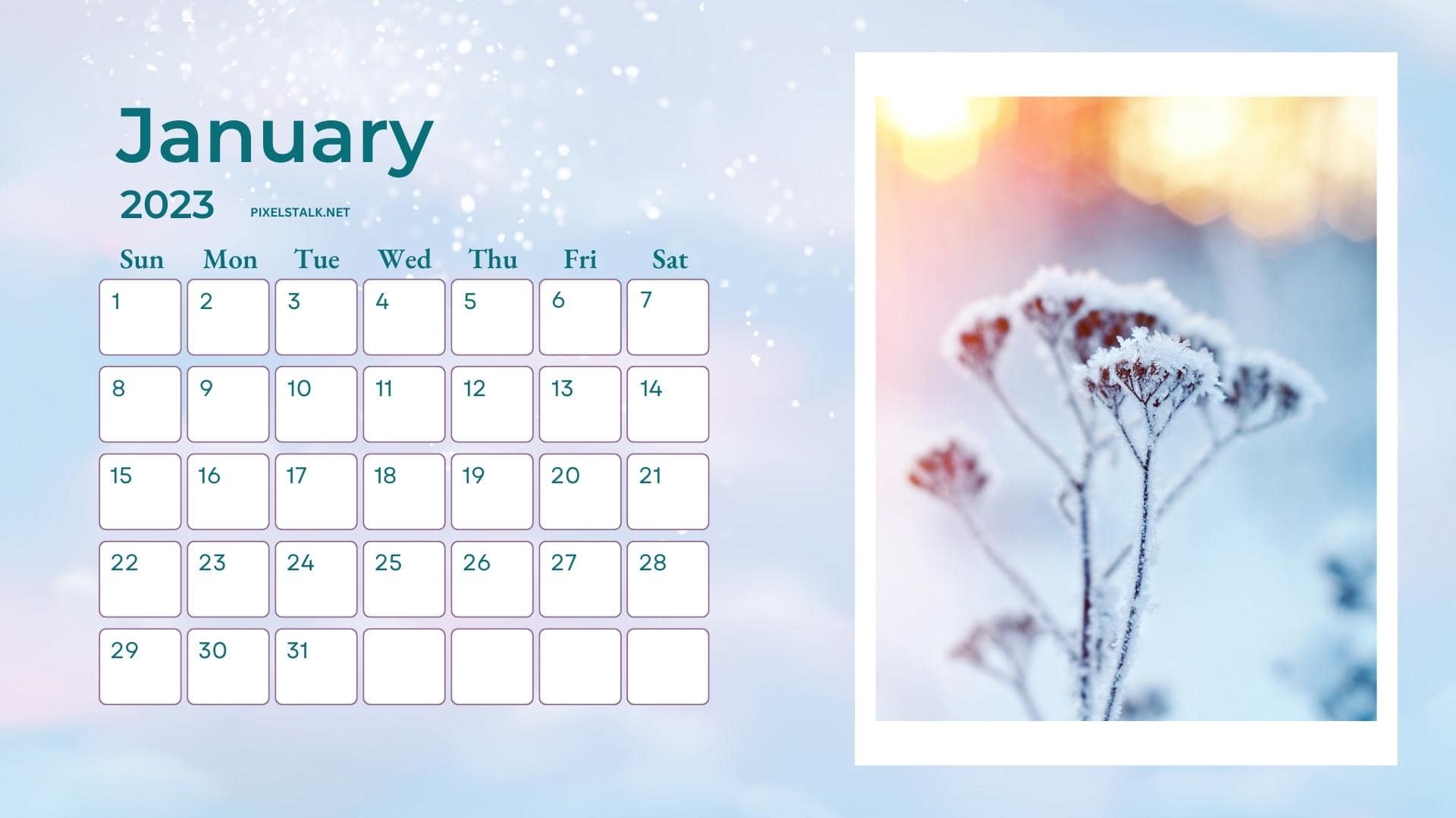 January Calendar 2023 Desktop Wallpapers - PixelsTalk.Net