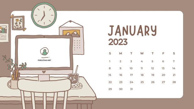 January Calendar 2023 Wide Screen Background HD.