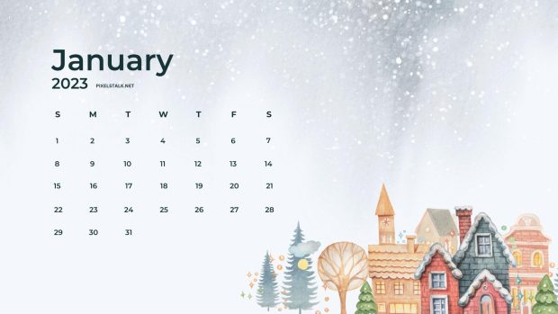 January Calendar 2023 Wide Screen Wallpaper.