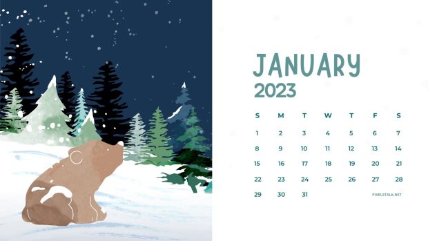 January Calendar 2023 Wide Screen Wallpaper HD.