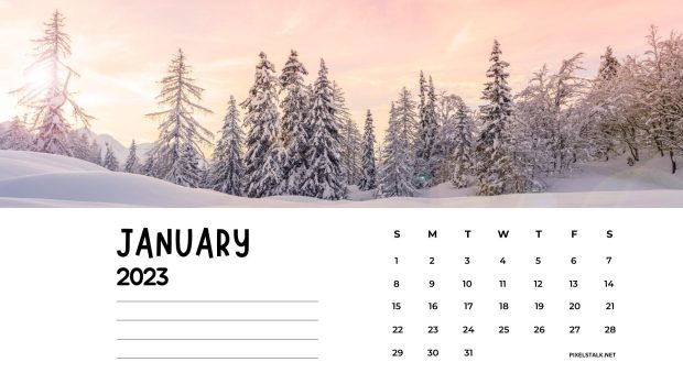 January Calendar 2023 Winter Wallpaper HD.