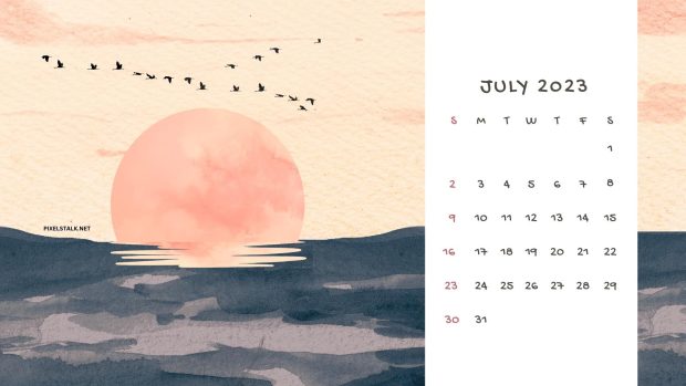 July 2023 Calendar Desktop Wallpaper.