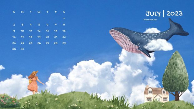 July 2023 Calendar Desktop Wallpaper.