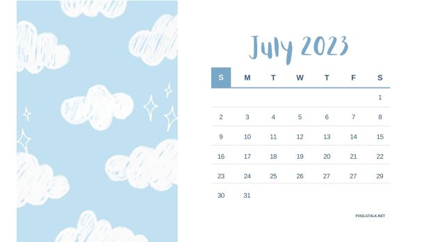 July 2023 Calendar Wide Screen Wallpaper.