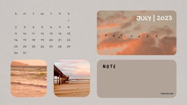 July 2023 Calendar Wide Screen Wallpaper.