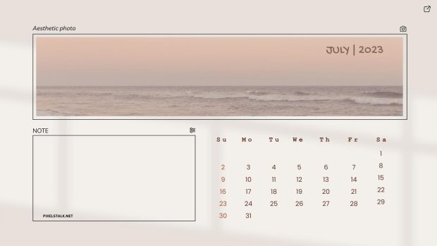 July 2023 Calendar Wide Screen Wallpaper HD.