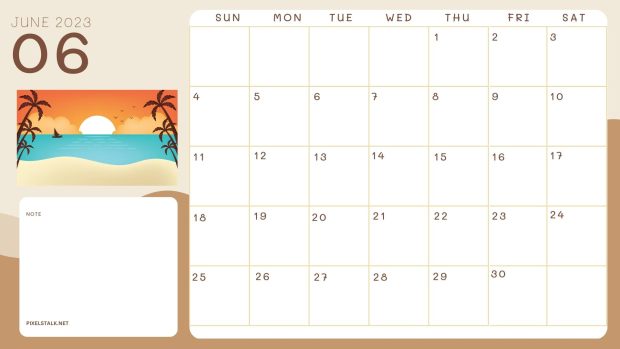 June 2023 Calendar Wide Screen Wallpaper.