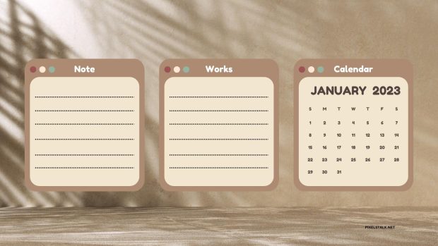 Laptop January Calendar 2023 Wallpaper HD.