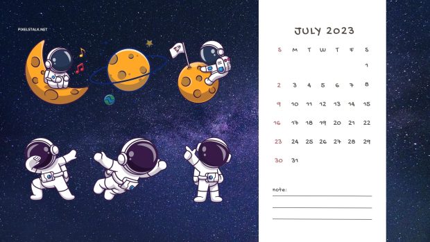 Laptop July 2023 Calendar Wallpaper HD.