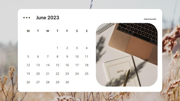 Laptop June 2023 Calendar Wallpaper HD.