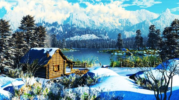 Log Cabin Wallpaper HD 1080p.