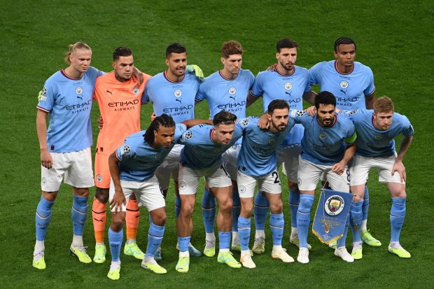 Manchester City Team at UEFA Champions League 2023 Champions.