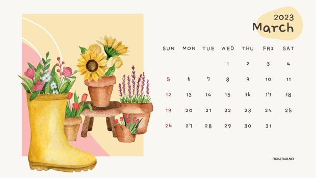 March 2023 Calendar Desktop Background.