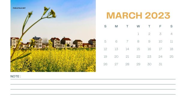 March 2023 Calendar Desktop Image.