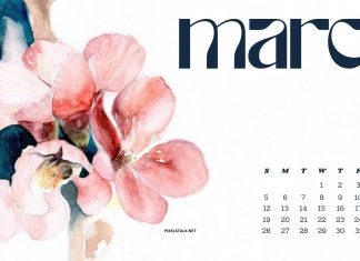 March 2023 Calendar Desktop Wallpaper.