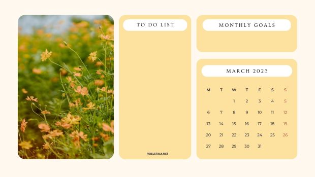 March 2023 Calendar HD Wallpaper.