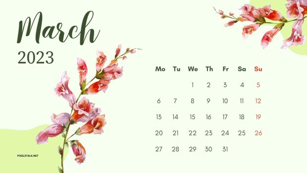 March 2023 Calendar Wallpaper HD Free download.