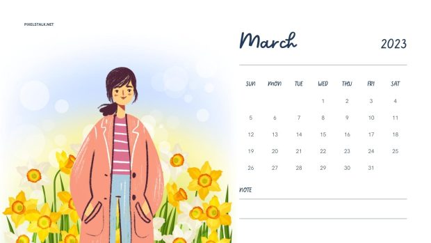 March 2023 Calendar Wallpaper HD Free download.