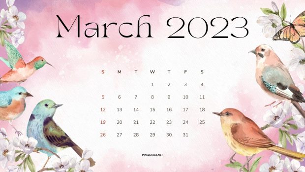 March 2023 Calendar Wide Screen Background.