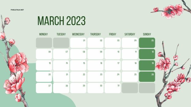 March 2023 Calendar Wide Screen Wallpaper HD.
