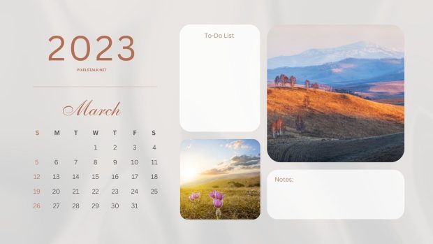 Minimal March 2023 Calendar Wallpaper Desktop.