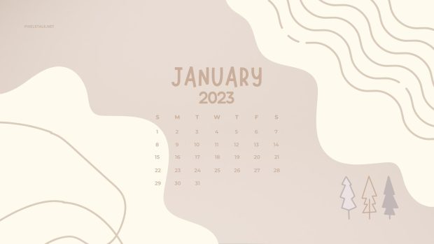 Minimalist January Calendar 2023 Wallpaper.