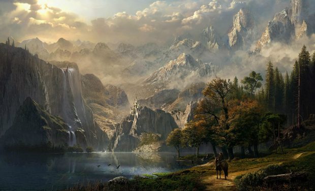 Mountain Fantasy Landscape Wallpaper HD.