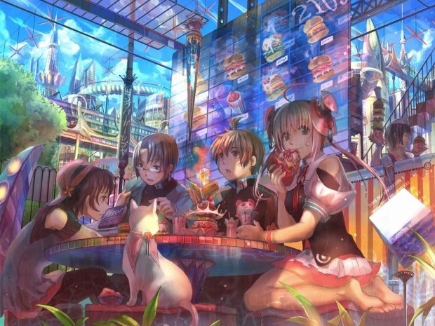 New Anime Cafe Background.